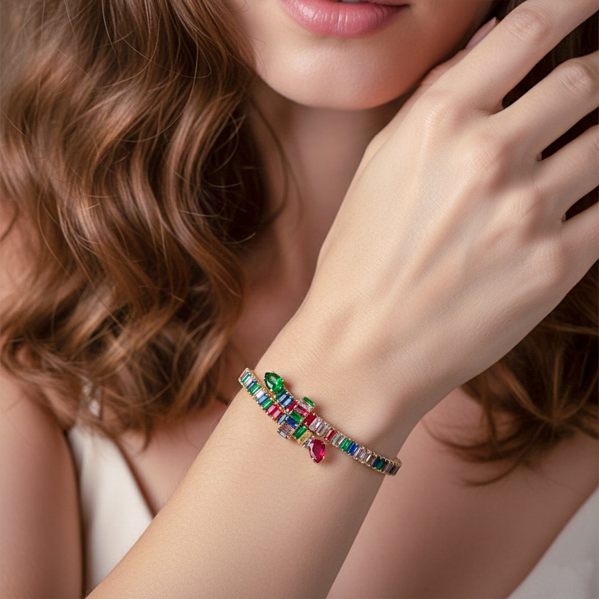 Regalia Rainbow Baguette Tennis Bracelet jewellery product view 3