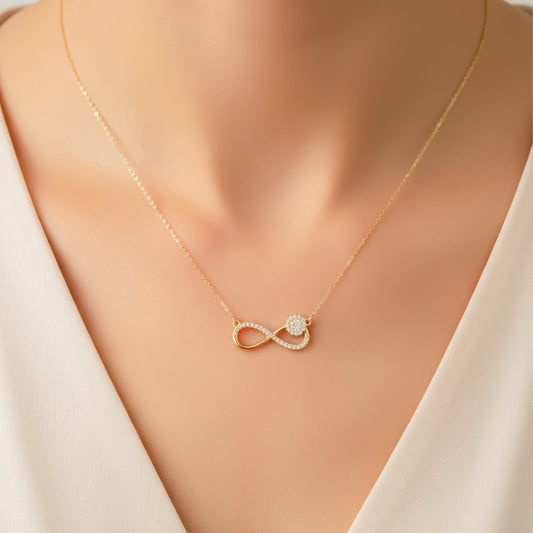 Aurelia Diamond Infinity Gold Necklace jewellery product view 2