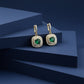 Classic Emerald Halo Gold Earrings jewellery product view 5