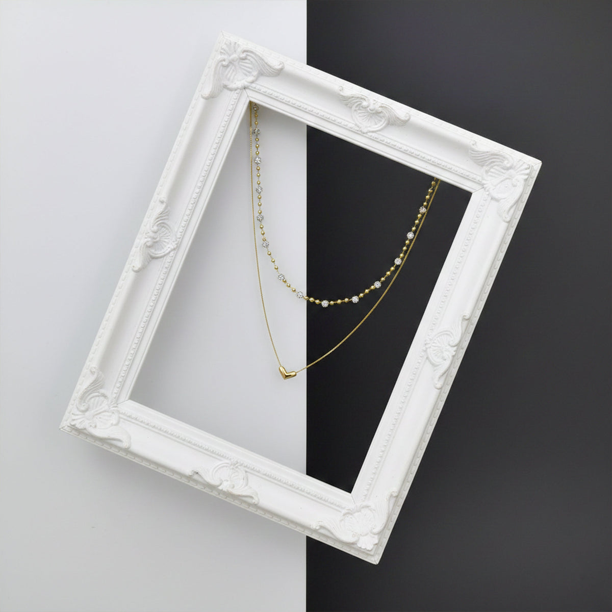 Luxpenny Dual Layer Gold Heart Necklace jewellery product view 5