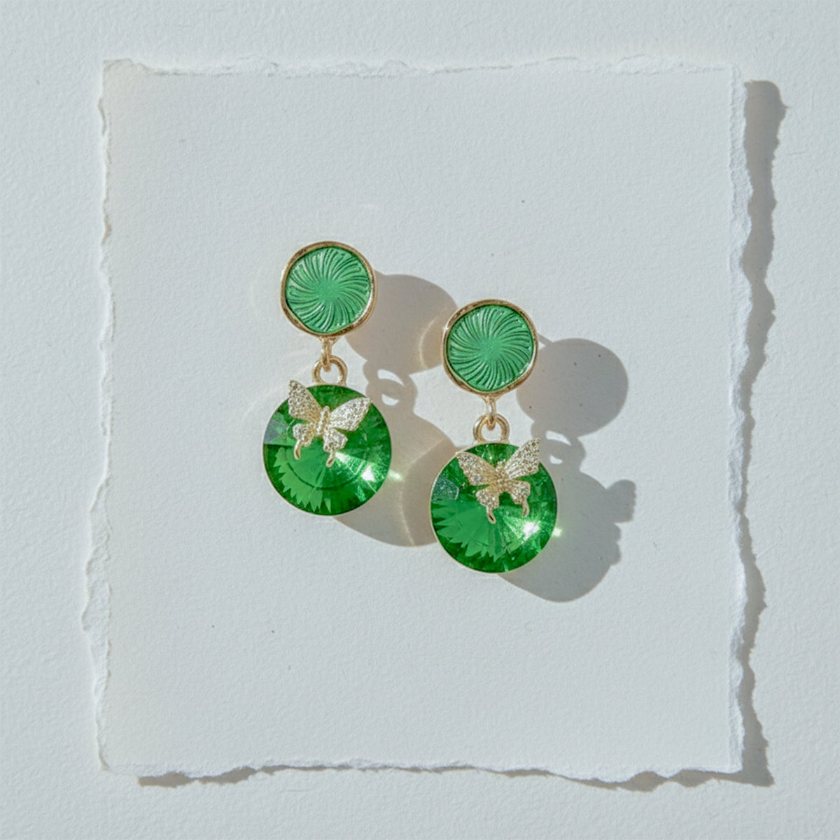 Green Royale Drops Earrings jewellery product view 3