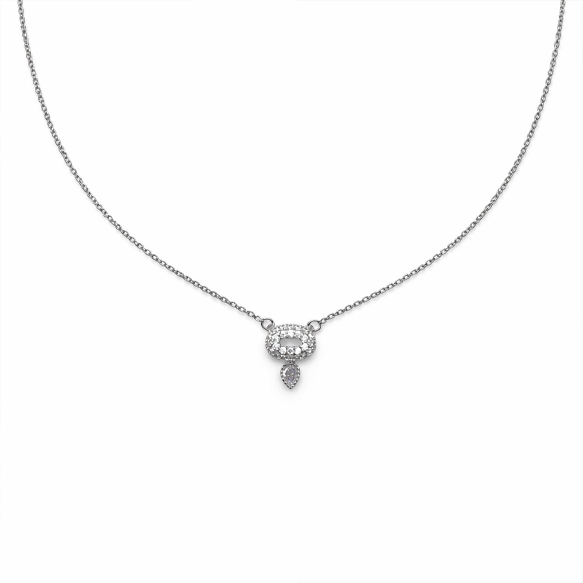 Luxury Halo Diamond Silver Necklace jewellery product view 7