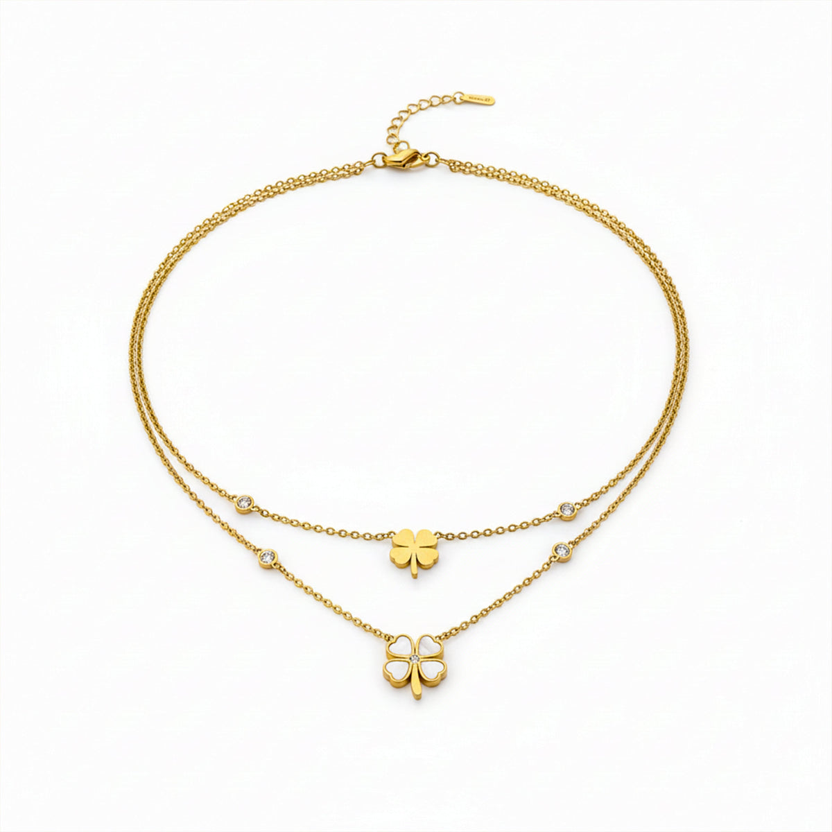 Minimal Clover Pendant Layered Necklace jewellery product view 5