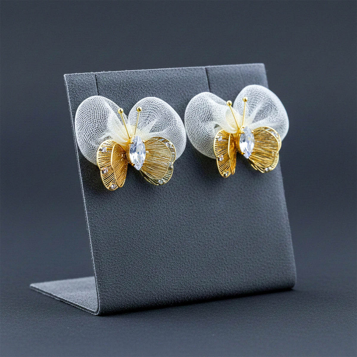 Pearl Veil Butterfly Earrings jewellery product view 3