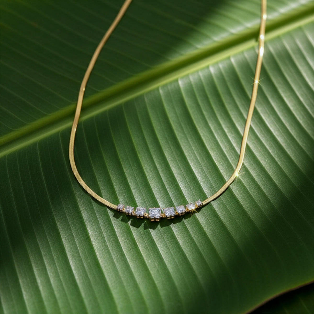 Celeste Diamond Curve Gold Necklace jewellery product view 1