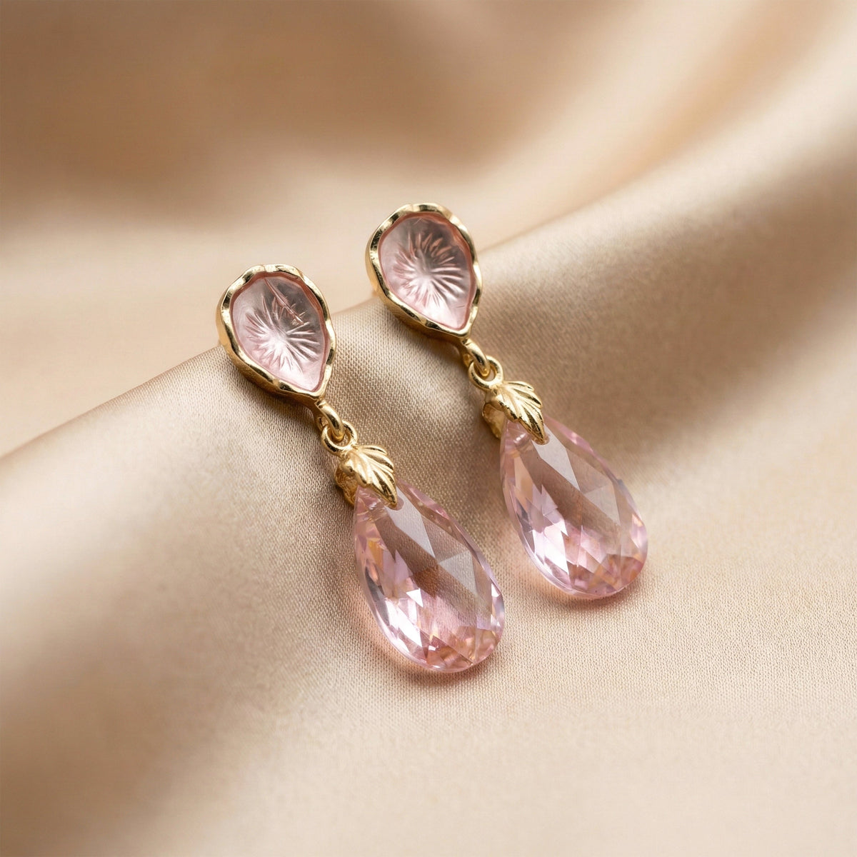 Pink Teardrop Elegance Earrings jewellery product view 1