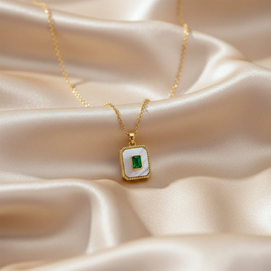 Celestine Royal Green Stone Gold Necklace jewellery product view 2
