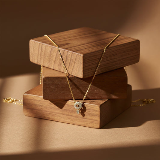 Luxury Halo Diamond Gold Necklace jewellery product view 2