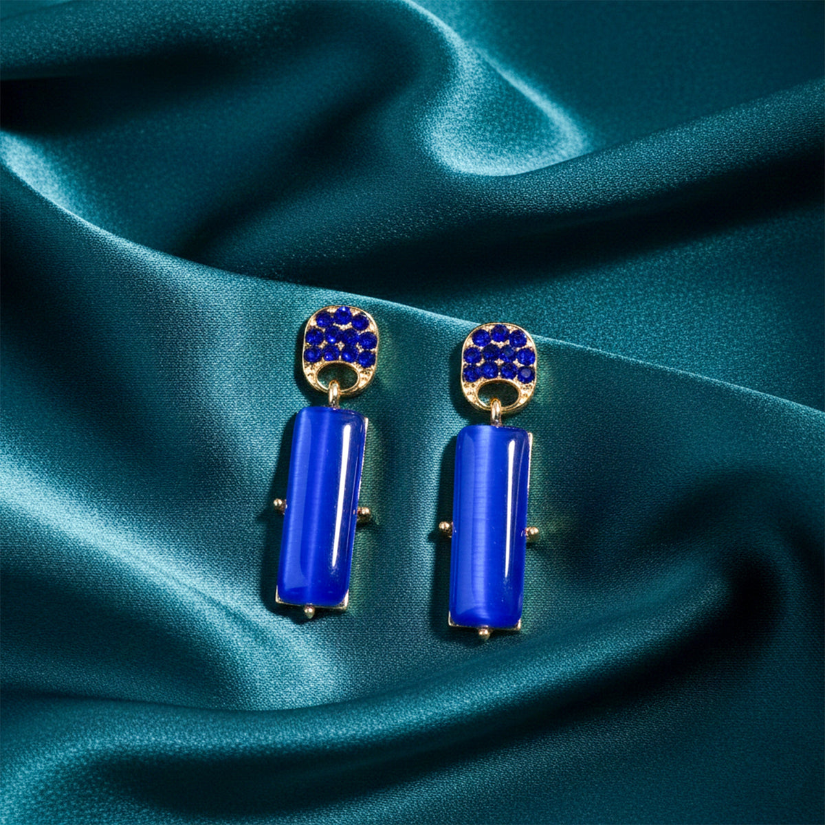 Royal Blue Opulence Earrings jewellery product view 1