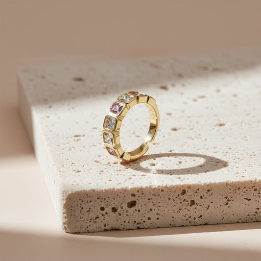 Luxe Princess Cut Eternity Gold Ring jewellery product view 1