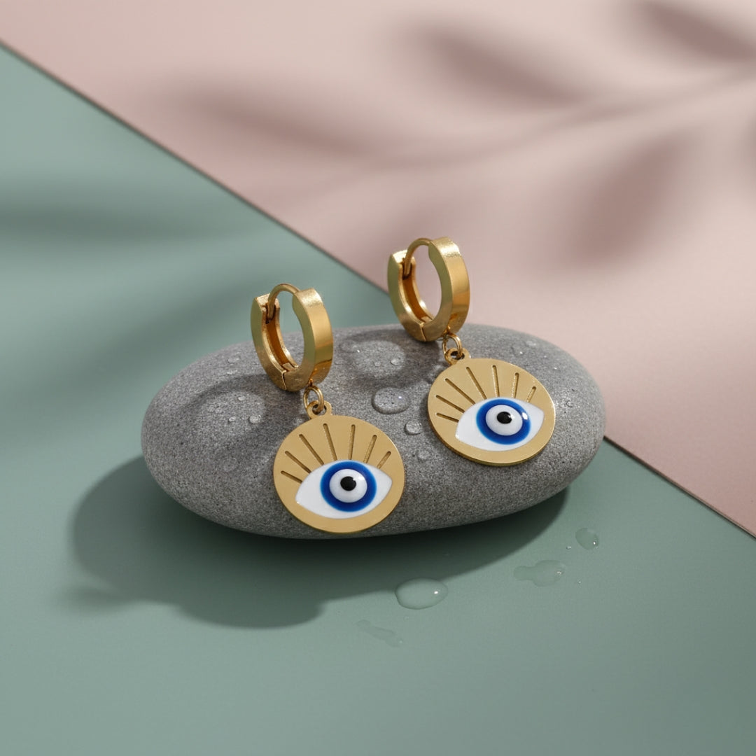 Evil Eye Round Earrings jewellery product view 2