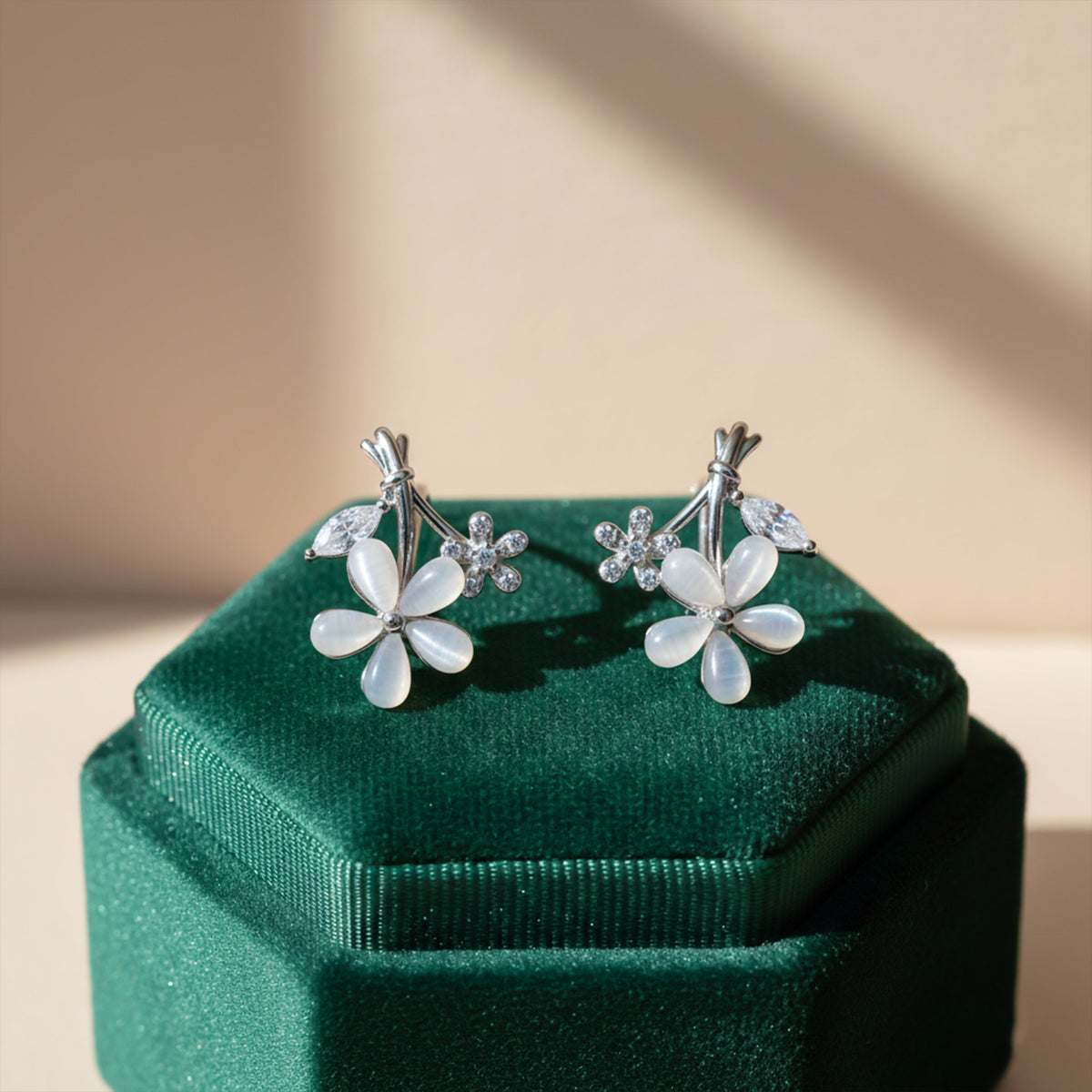 Ivory Blossom Crystal Luxe Stud Earrings jewellery product view 4