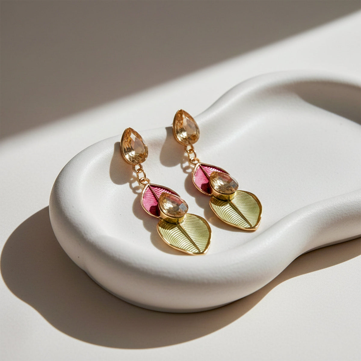 Prism Leaf Statement Earrings jewellery product view 3