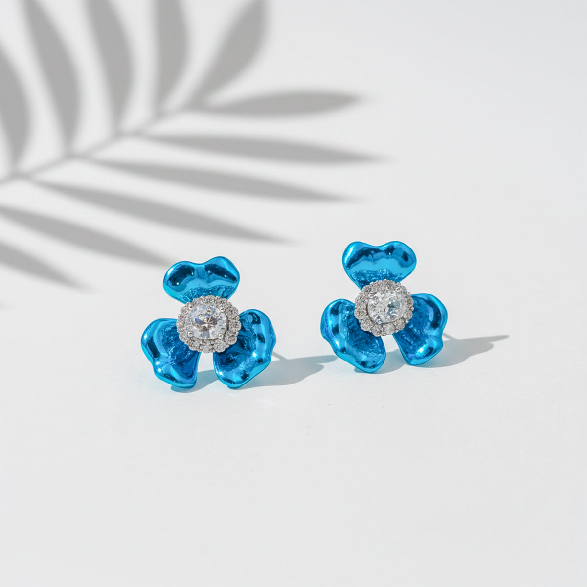Elite Blue Crystal Bloom Earrings jewellery product view 5