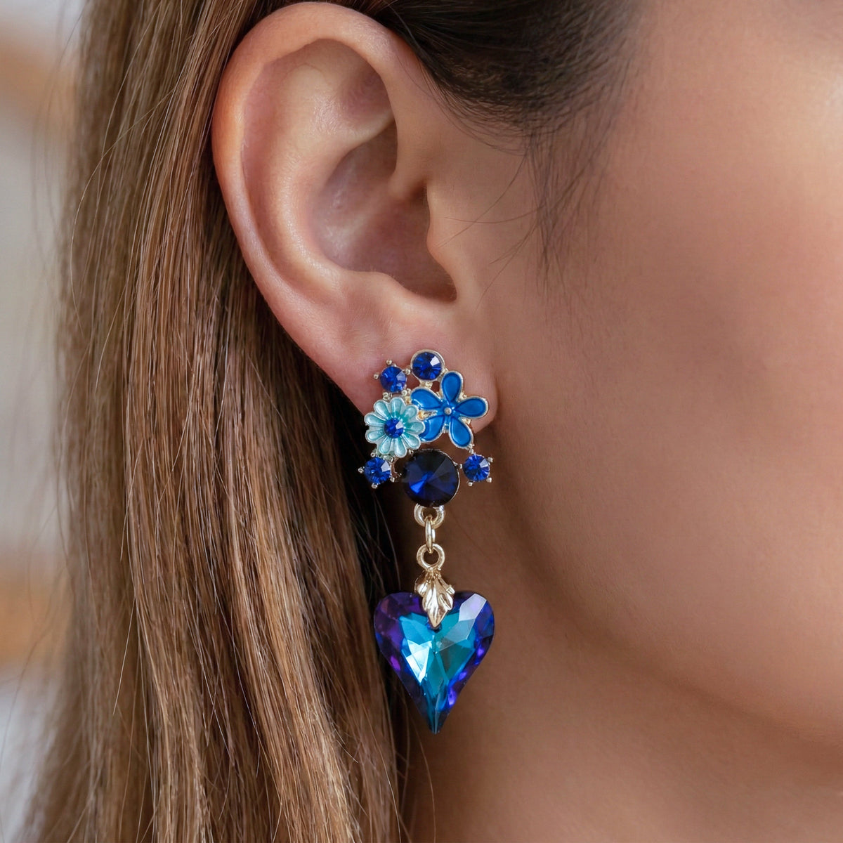 Blue Blossom Dangle Earrings jewellery product view 4