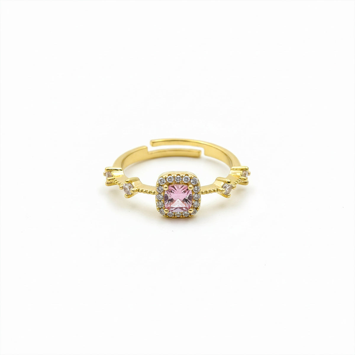 Majestic Pink Gemstone Halo Ring jewellery product view 5