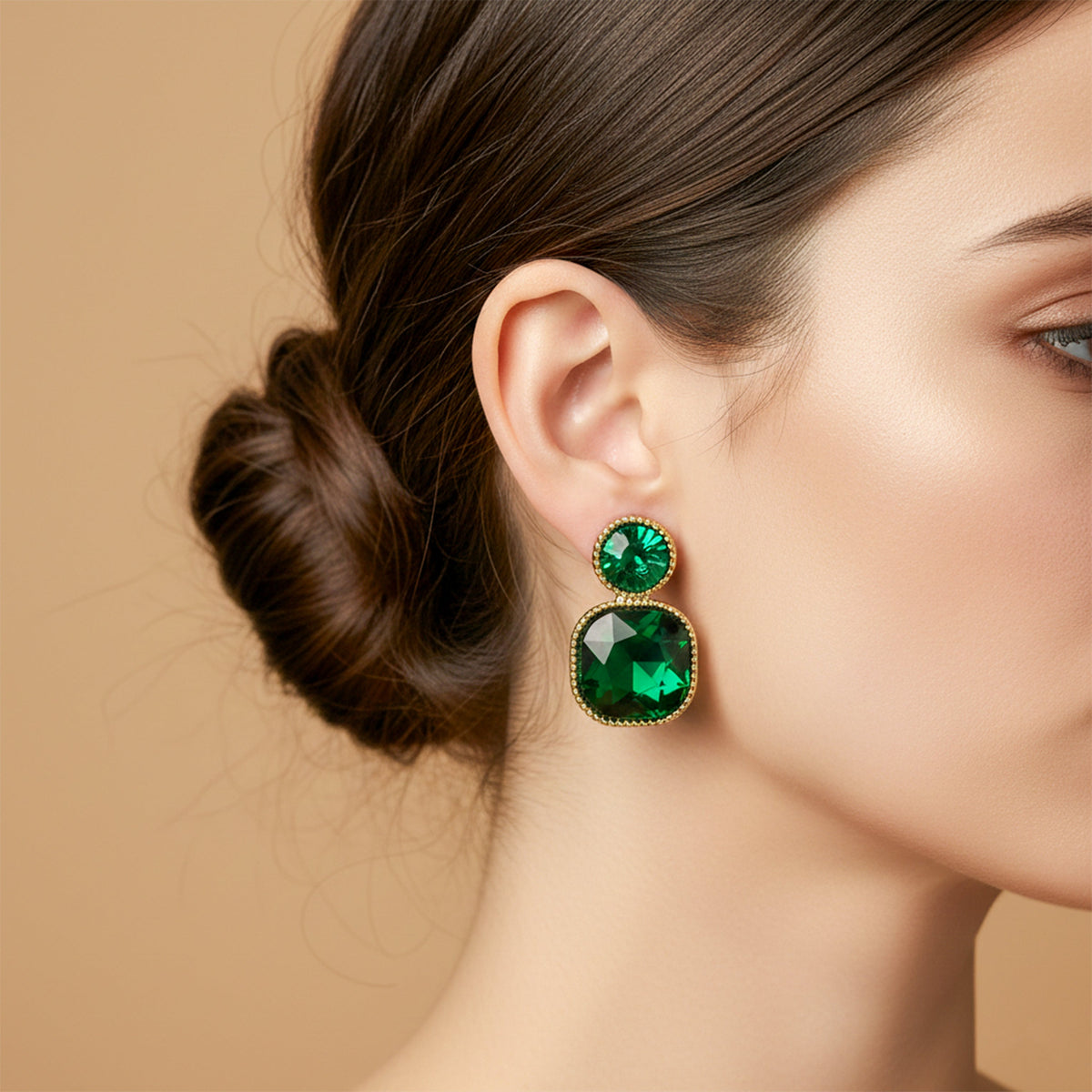 Green Gemstone Earrings jewellery product view 2