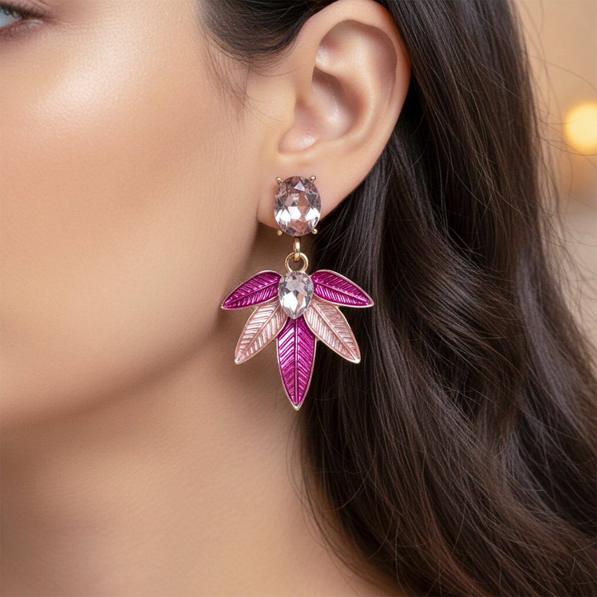 Blush Leaf Luxe Earrings jewellery product view 3