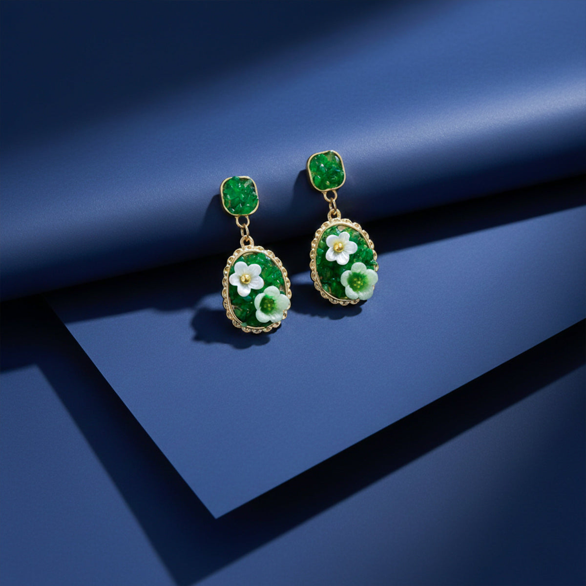 Verdant Blossom Luxe Statement Earrings jewellery product view 4