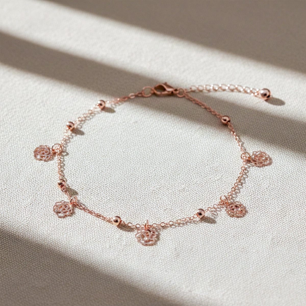 Aura Charm Rose Gold Anklet jewellery product view 1