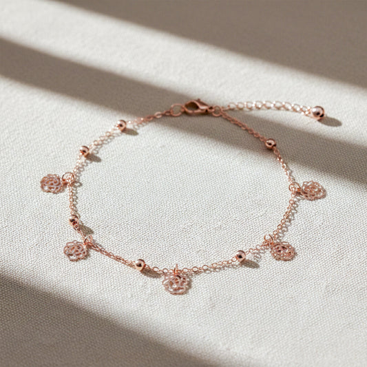 Aura Charm Rose Gold Anklet jewellery product view 1