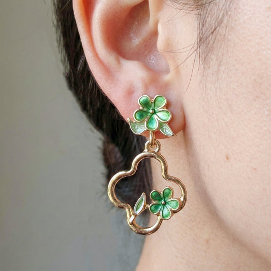 Green Blossom Luxe Earrings jewellery product view 2