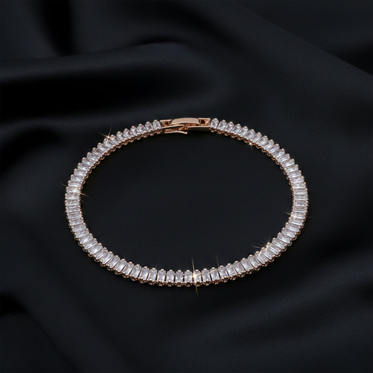 Opulenza Rose Gold Baguette Bracelet jewellery product view 3