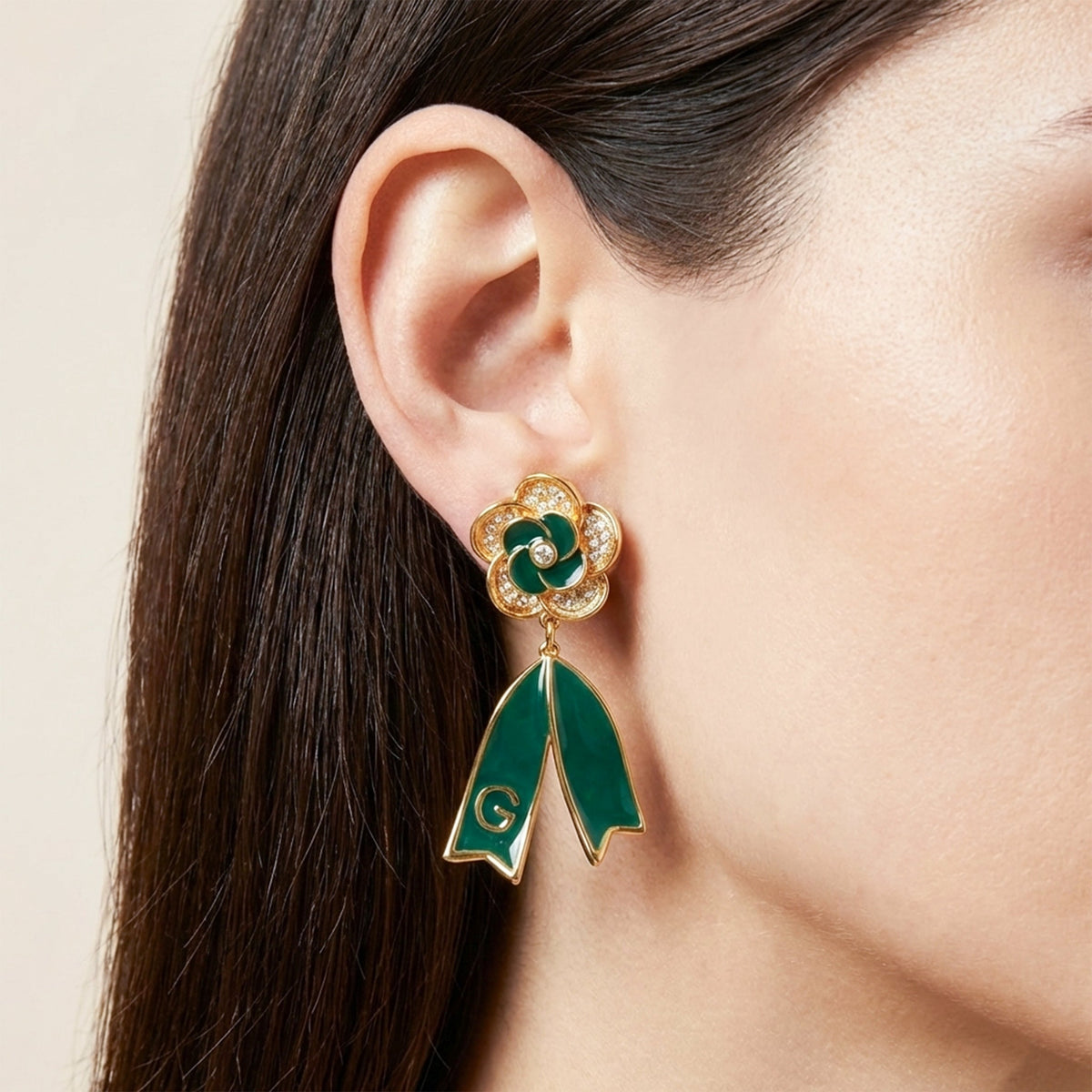 Luxury Bloom Floral Ribbon Earrings jewellery product view 2
