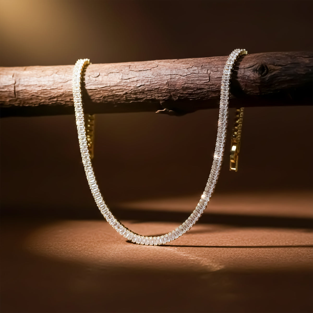 Golden Sparkle Tennis Chain Necklace jewellery product view 2