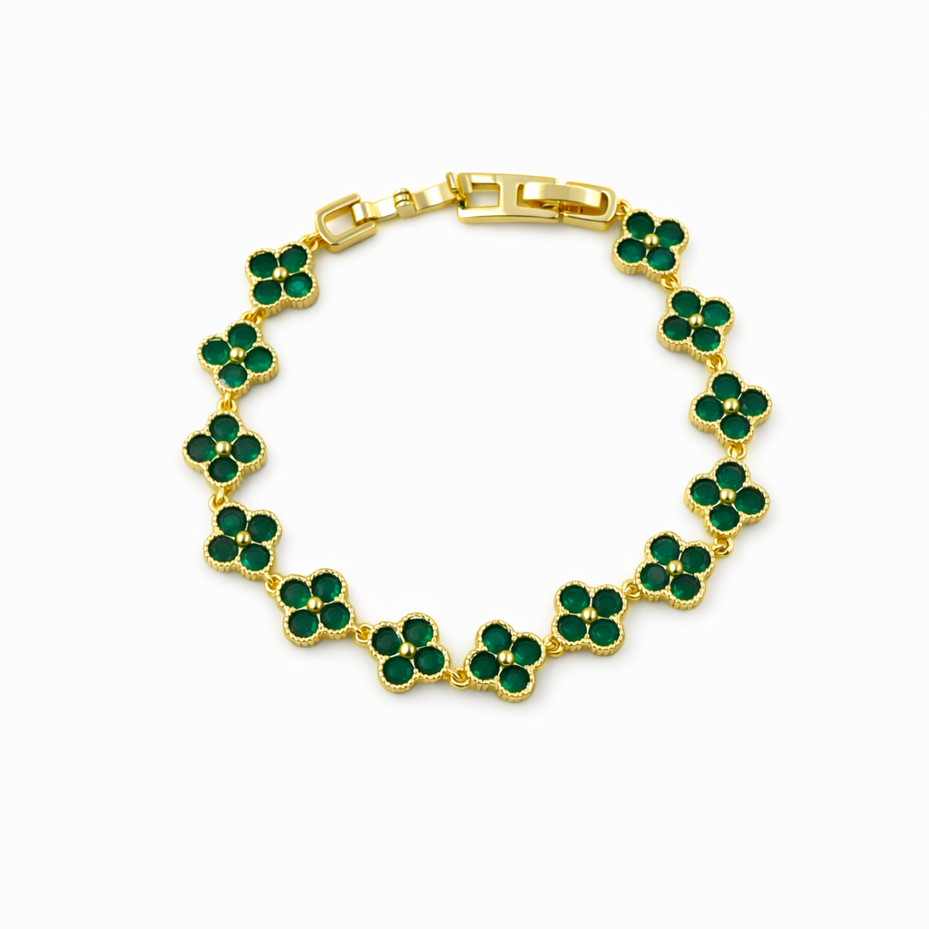 Green Enamel Clover Luxury Bracelet jewellery product view 6