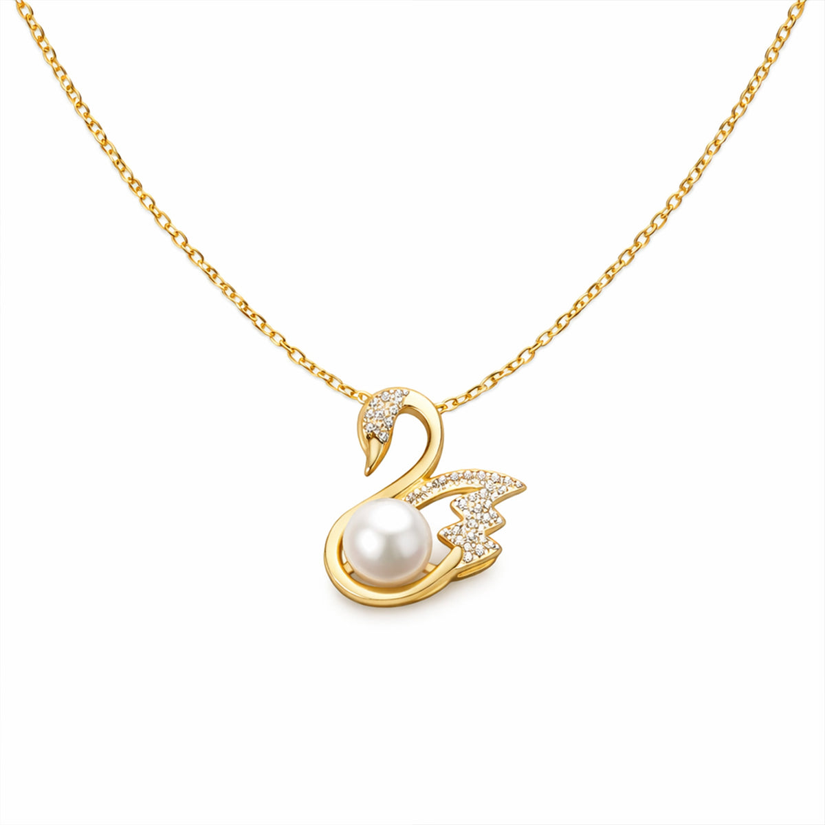 Elegant Swan Pearl Gold Pendant Necklace jewellery product view 6