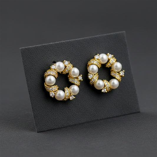Pearl Luxe Circle Earrings jewellery product view 1