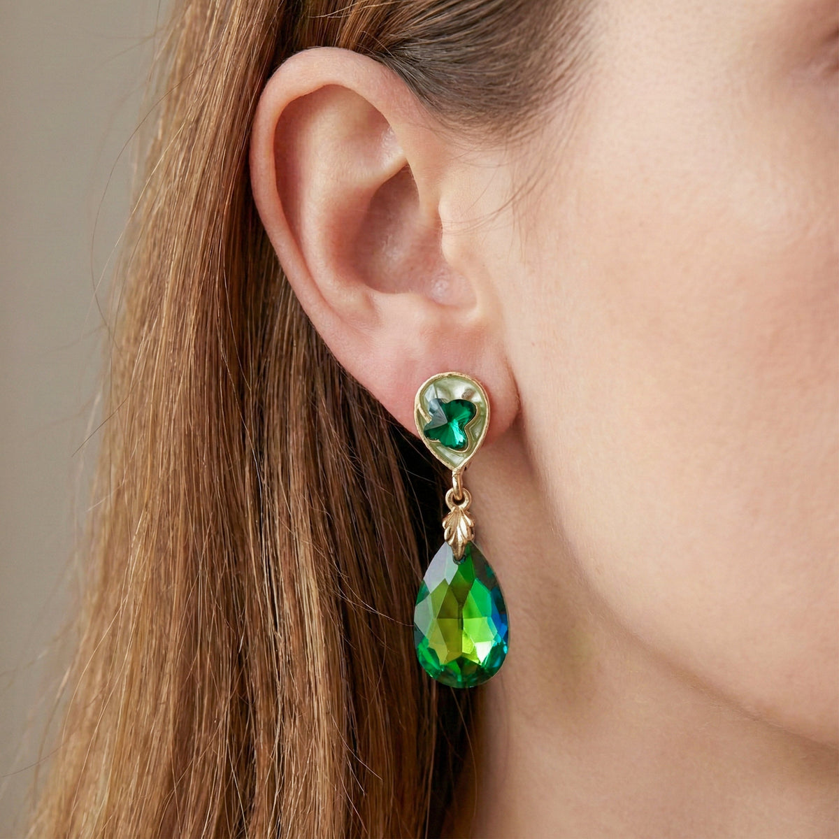Serene Emerald Glow Earrings jewellery product view 3
