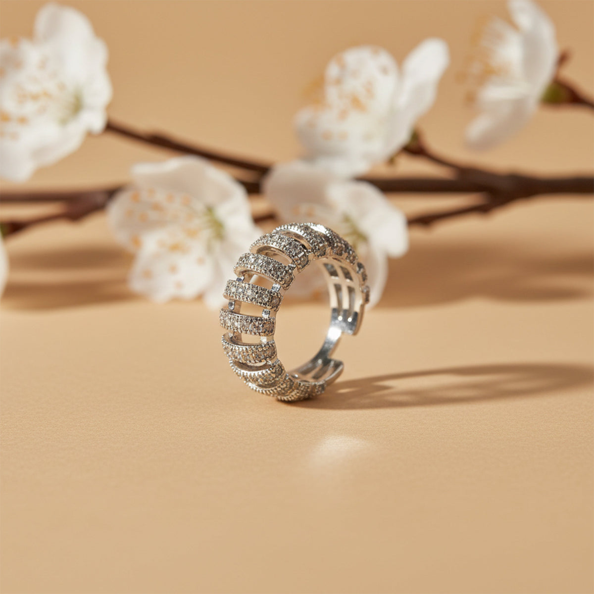 Luxe Pave Diamond Open Band Ring jewellery product view 2