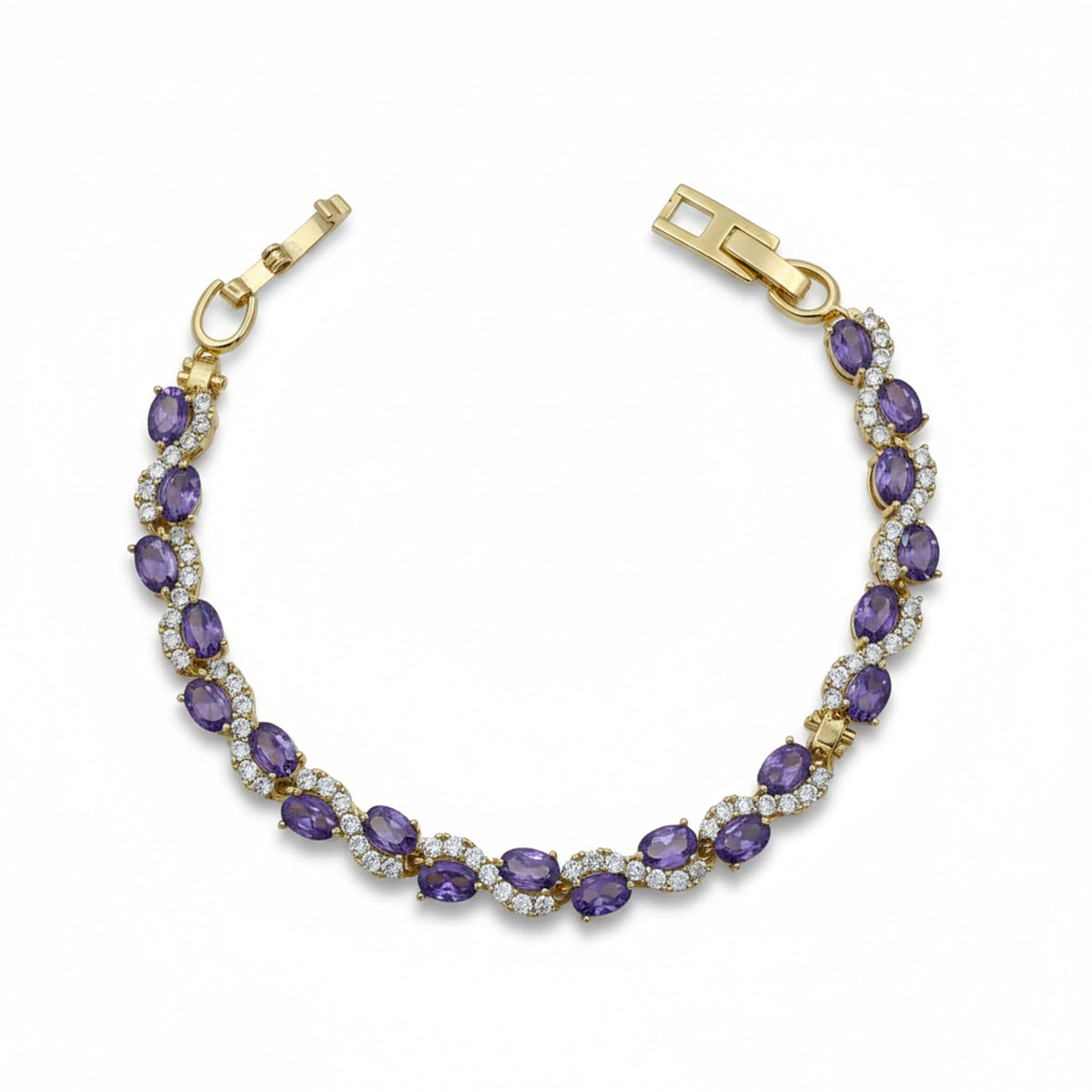 Oval Amethyst Halo Diamond Bracelet jewellery product view 6