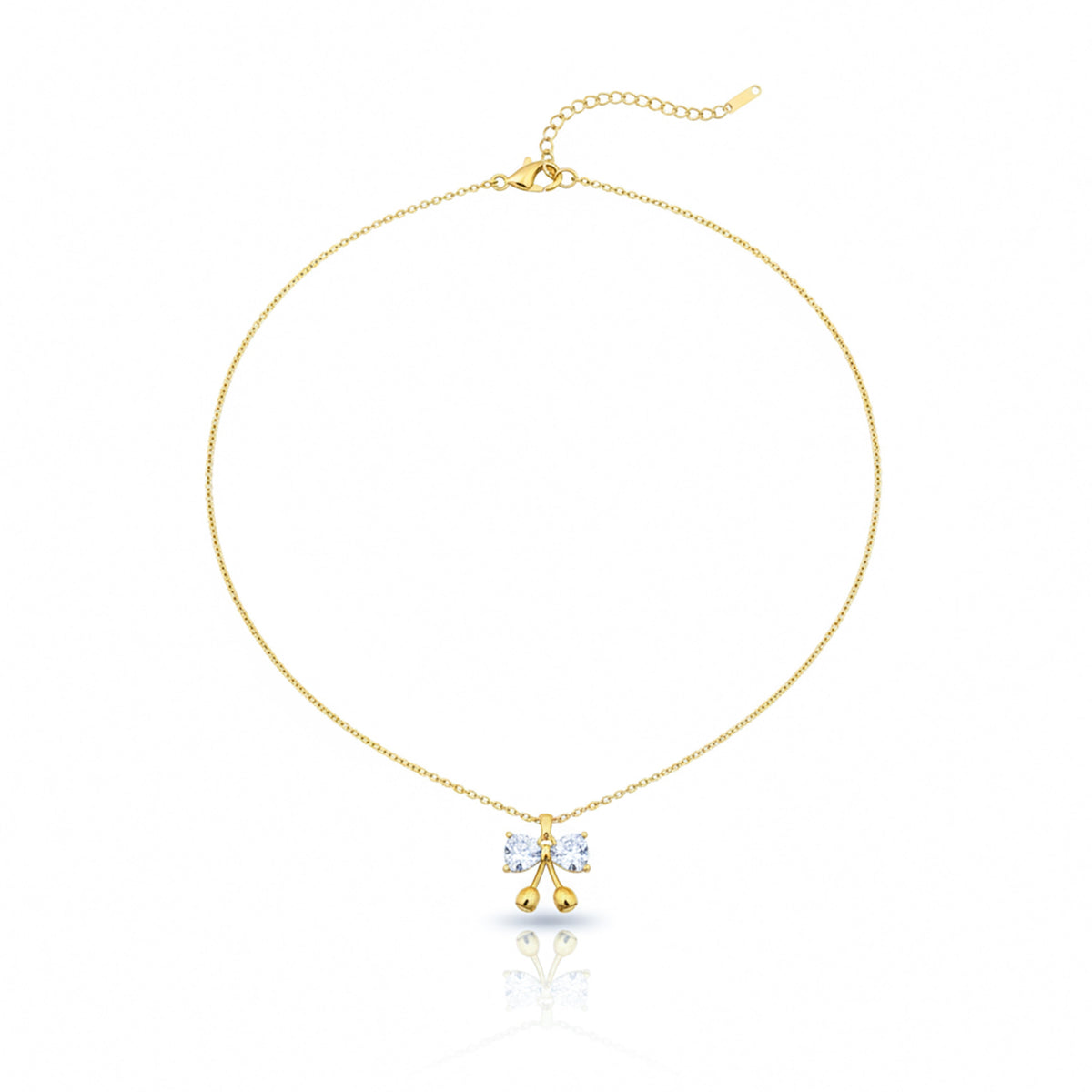 Princess Crystal Bow Pendant Necklace jewellery product view 4