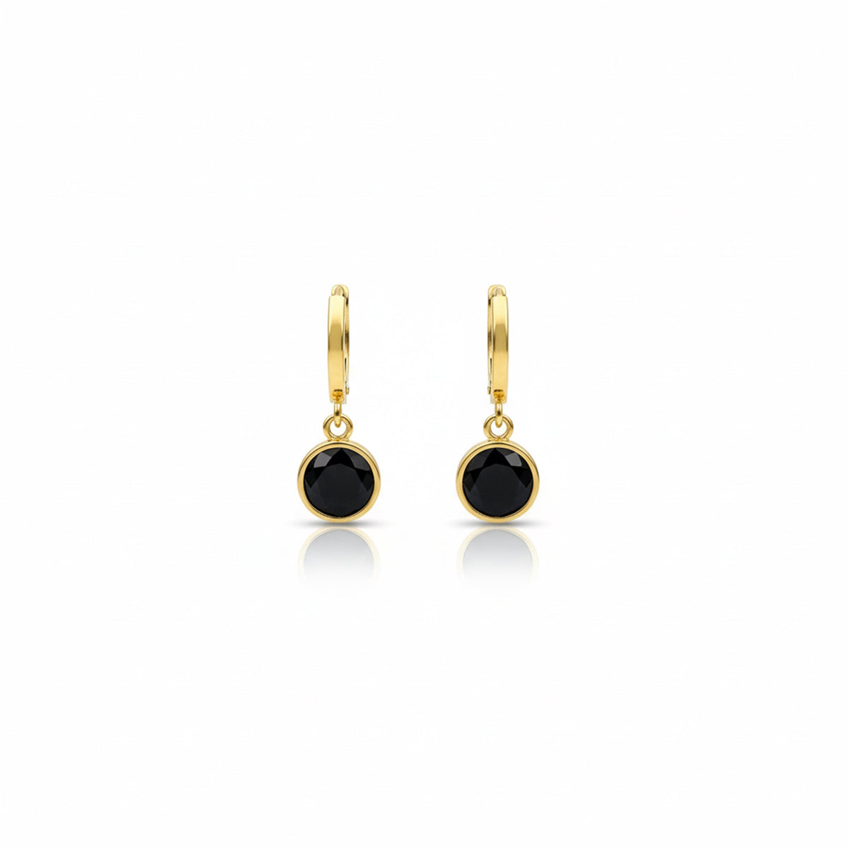 Designer Gold Hoop Black Stone Earrings jewellery product view 8