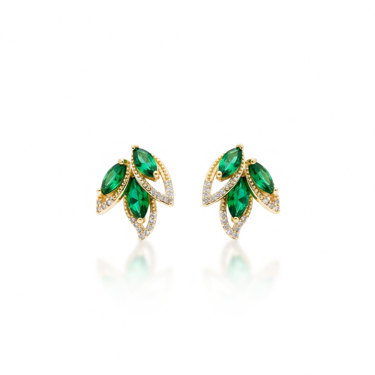 Luxury Emerald Leaf Drop Earrings jewellery product view 6