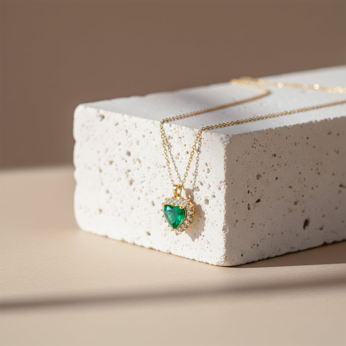 Elegant Green Heart Crystal Pendant jewellery product view 3
