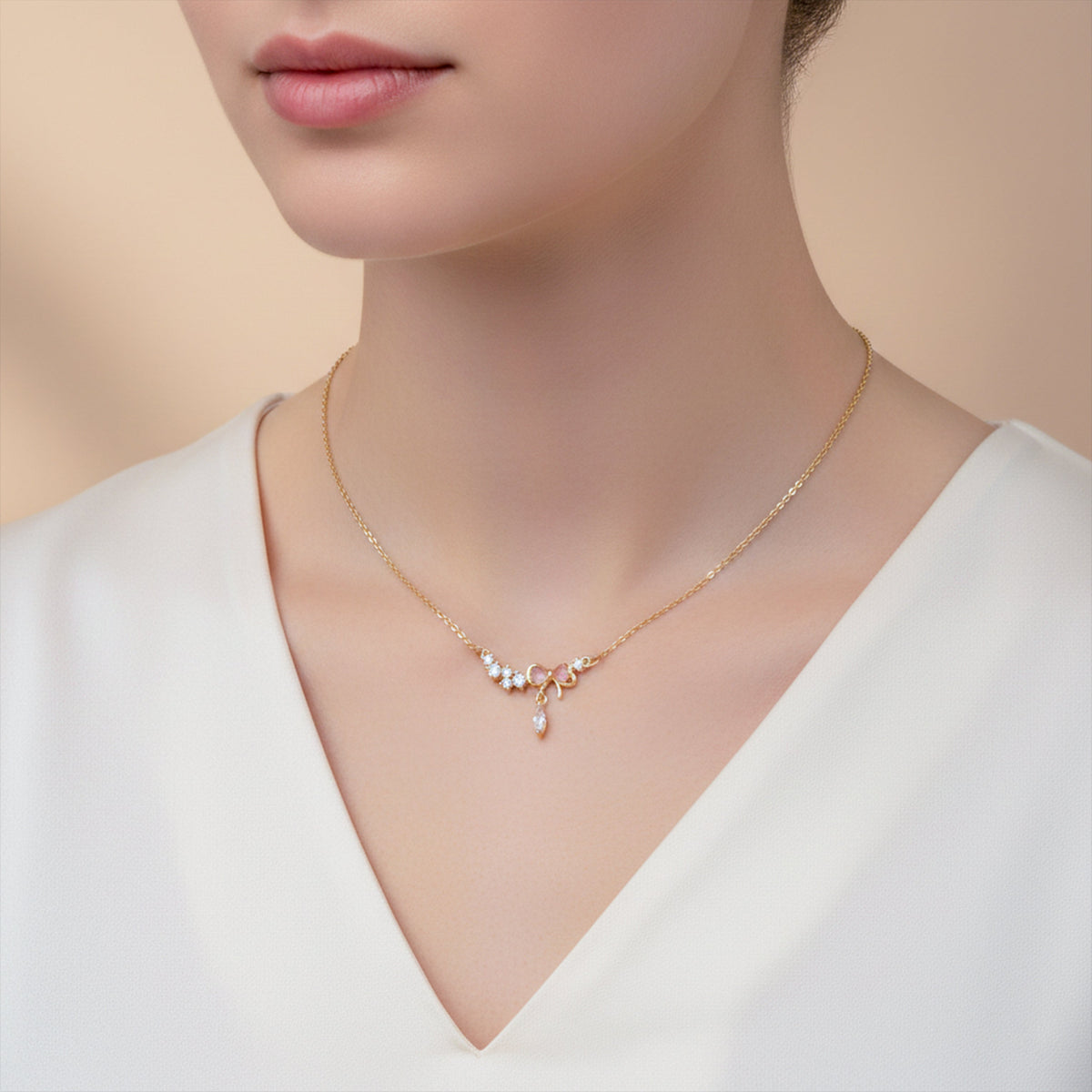Luxe Golden Butterfly Charm Necklace jewellery product view 3