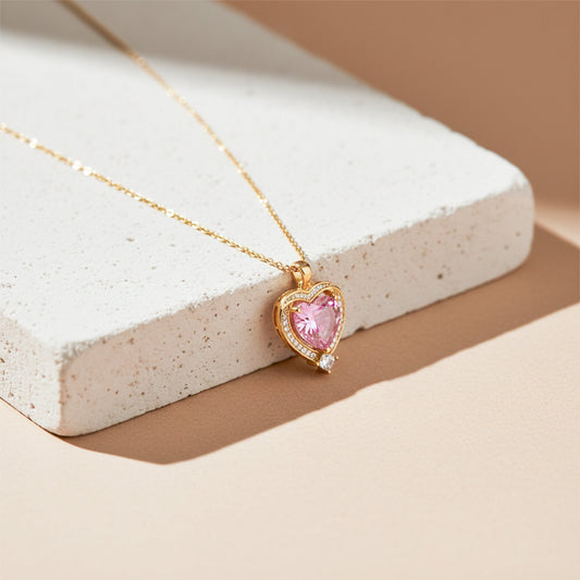 Luxpenny Pink Heart Diamond Necklace jewellery product view 1