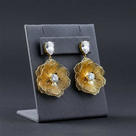 Zeenat Shahi Flower Drop Earrings jewellery product view 1