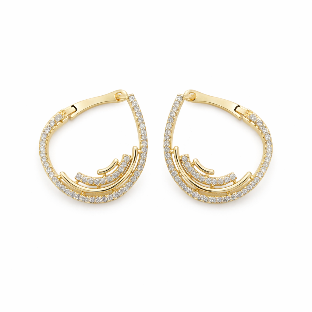 Elite Halo Zircon Hoop Earrings jewellery product view 8