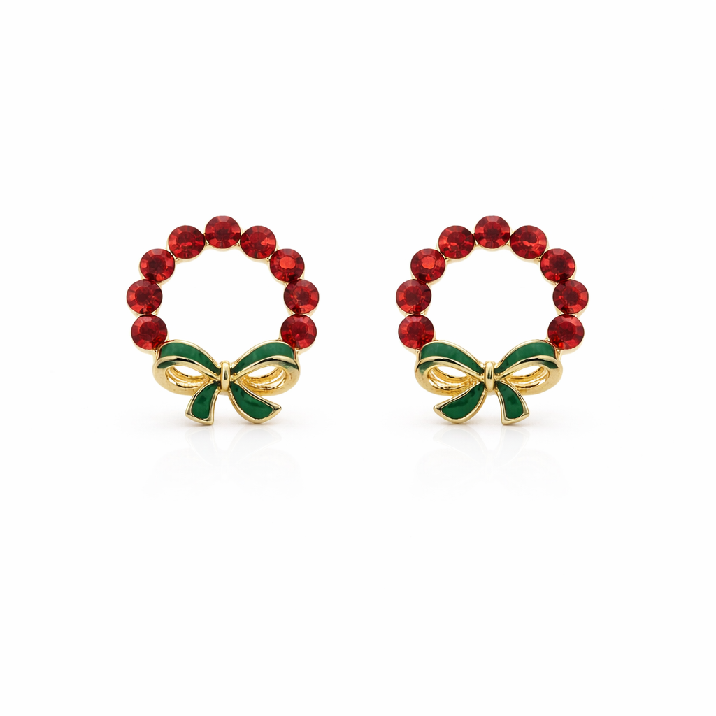 Crimson Elegance Bow Circle Earrings jewellery product view 6