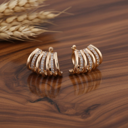 Golden Wave Studs Earrings jewellery product view 1