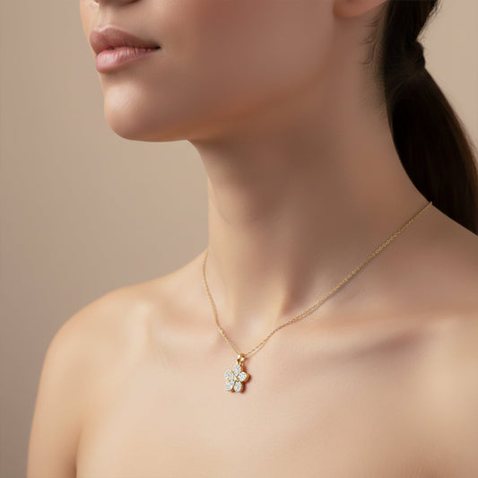 Veloura Diamond Flower Charm Necklace jewellery product view 2