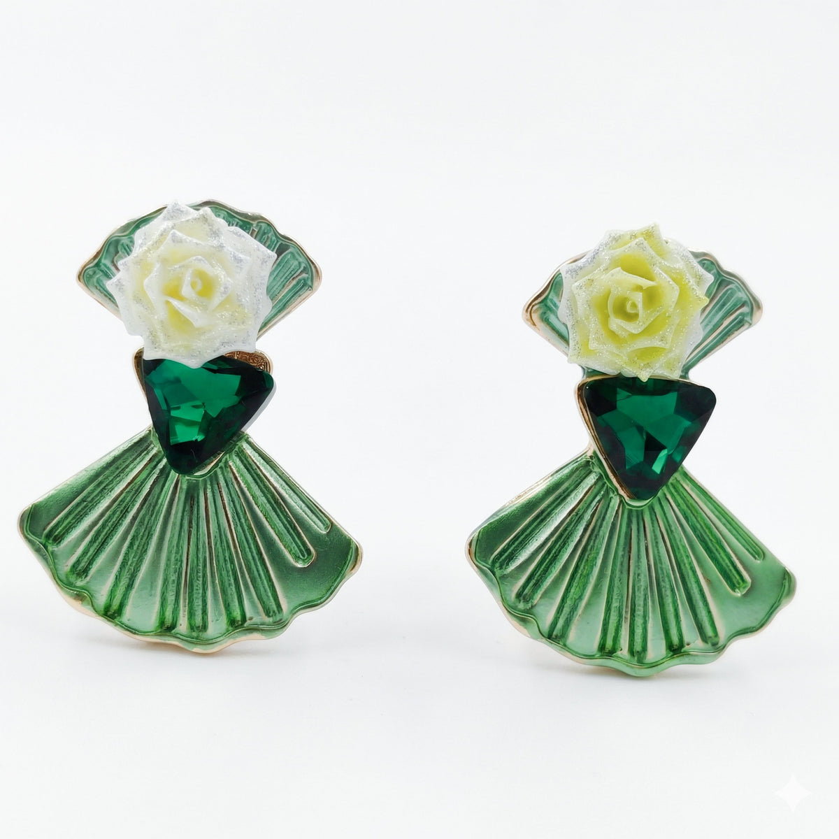 Luxury Blossom Emerald Earrings jewellery product view 6