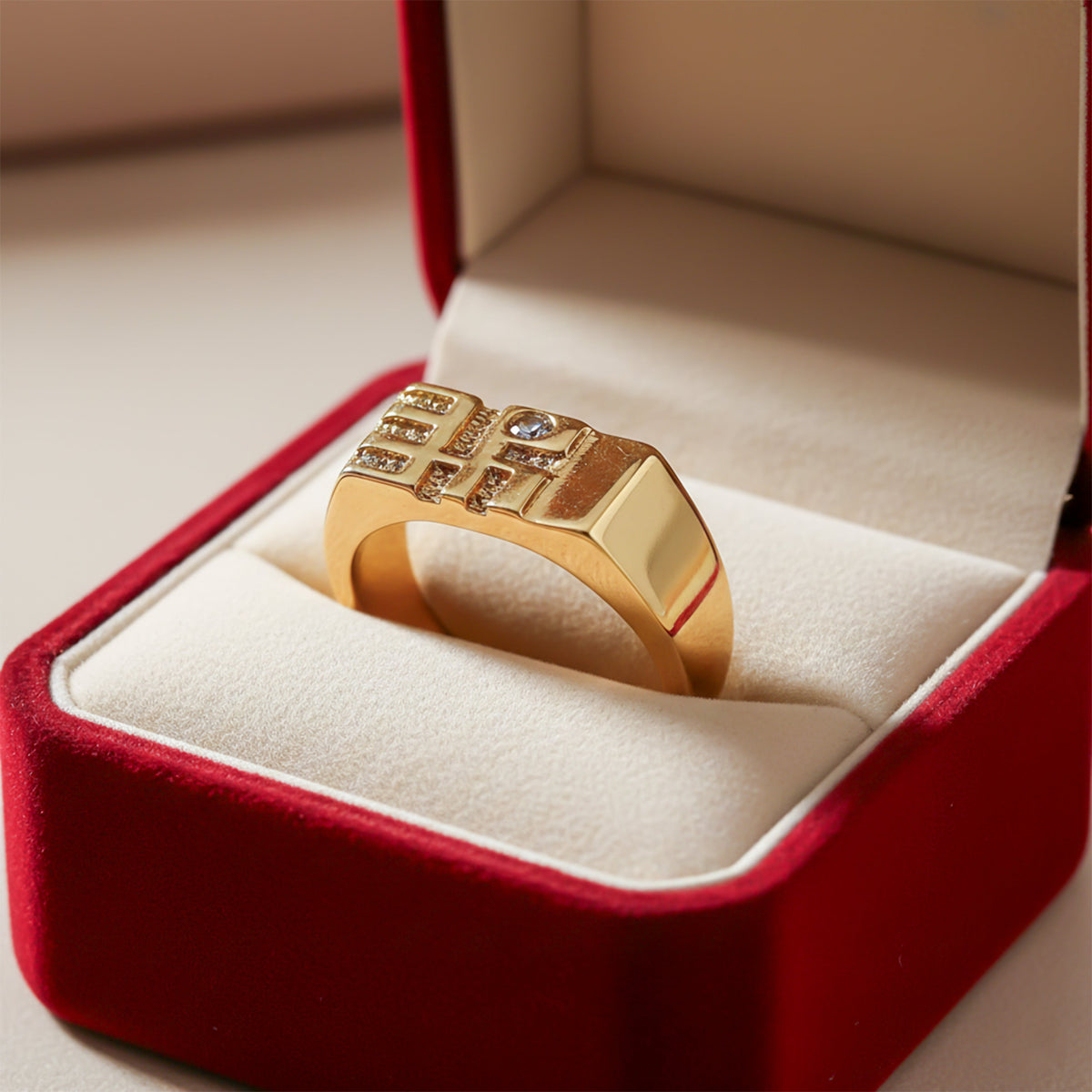 Elite Square Block Ring jewellery product view 7