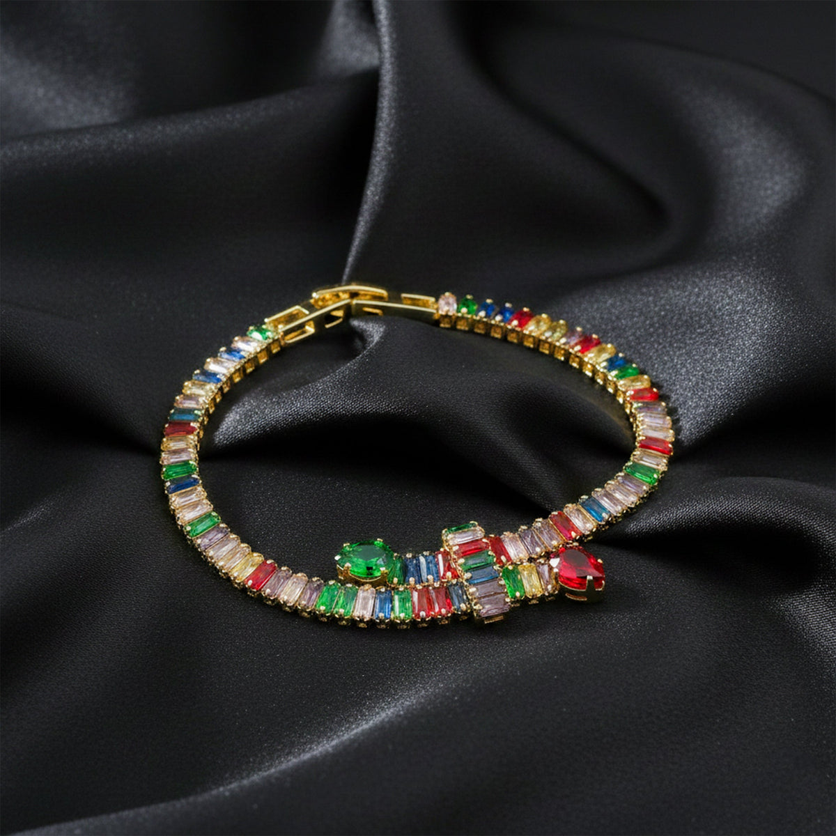 Regalia Rainbow Baguette Tennis Bracelet jewellery product view 4
