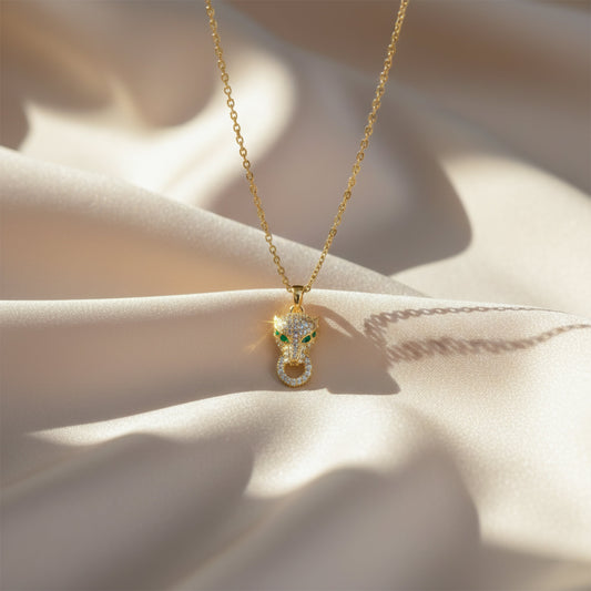 Crystal Leopard Pendant Necklace jewellery product view 2